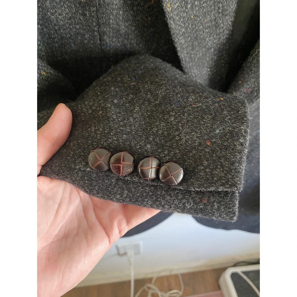 John‎ Peel Ltd Mens Charcoal Grey Donegal Tweed 100% Pure Wool Blazer Sport Coat